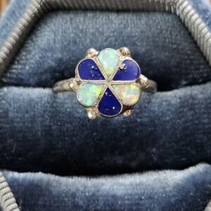 Sterling Silver Opal,Enamel Ring (Vintage)